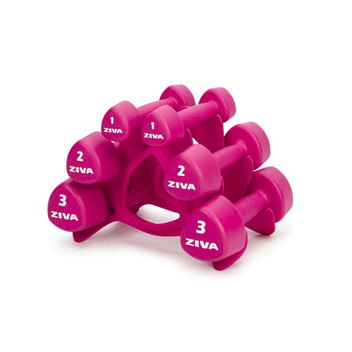 12 kg Dumbbell Set with Stand (Pink) - ZIVA Chic (Pairs 1, 2 and 3 kg)