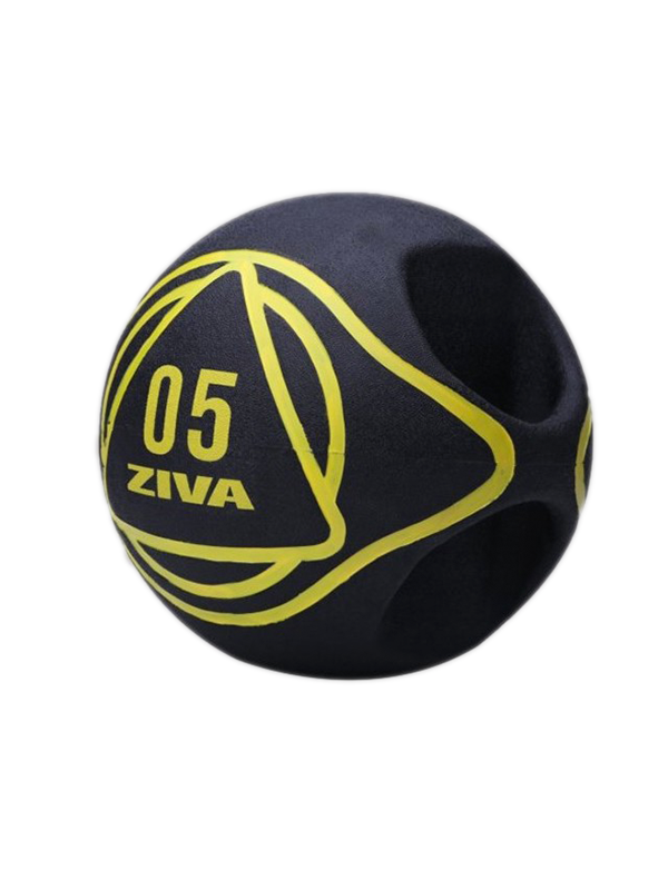 Medicine ball with handles (Black/Yellow) - ZIVA Classic